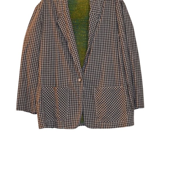 Cathy Daniels Black & White Checkers Light Cotton Long Sleeves Jacket Women M - Picture 3 of 8